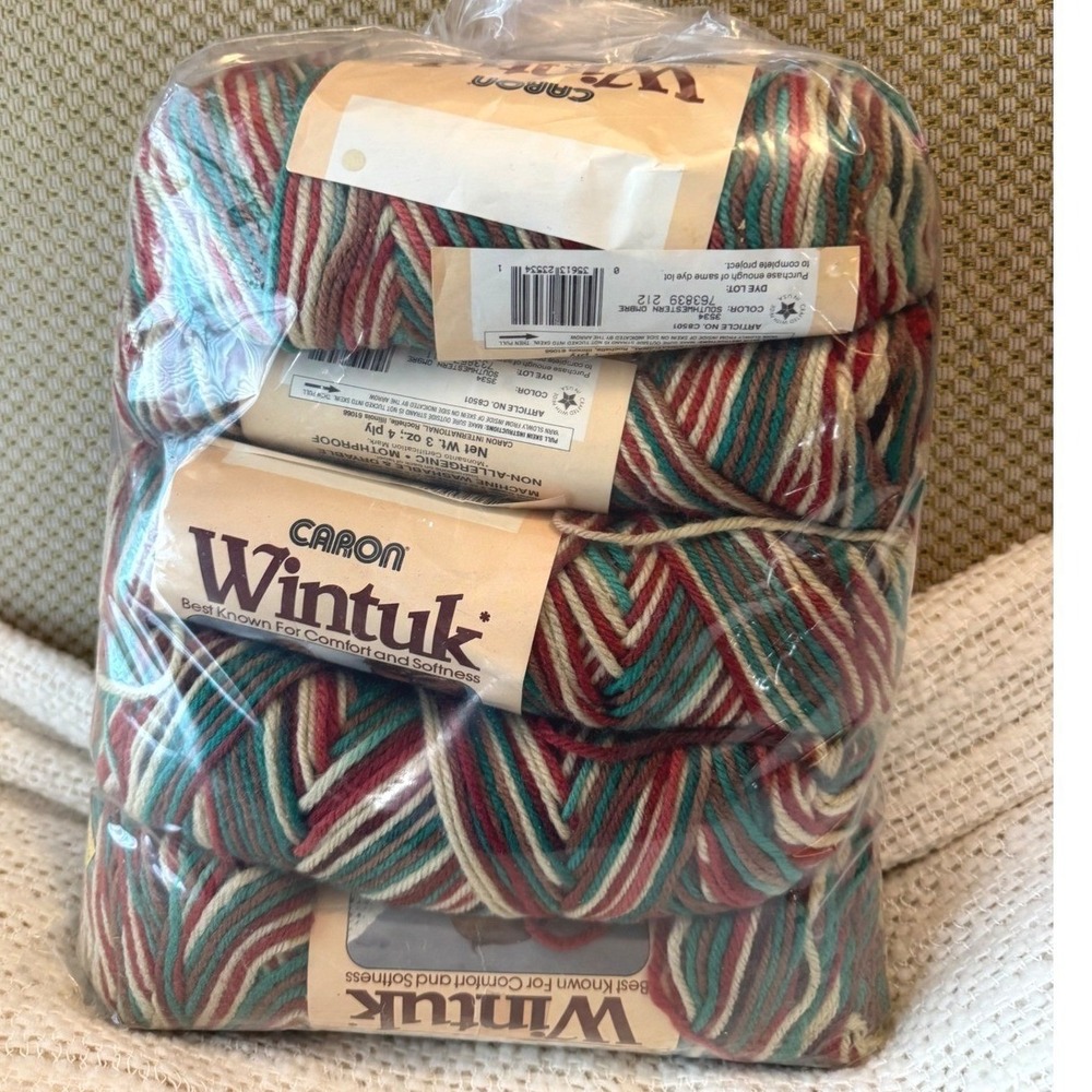 Vintage Caron Wintuk Yarn Lot 5 Southwestern Ombre 3534 Acrylic Worsted Skeins